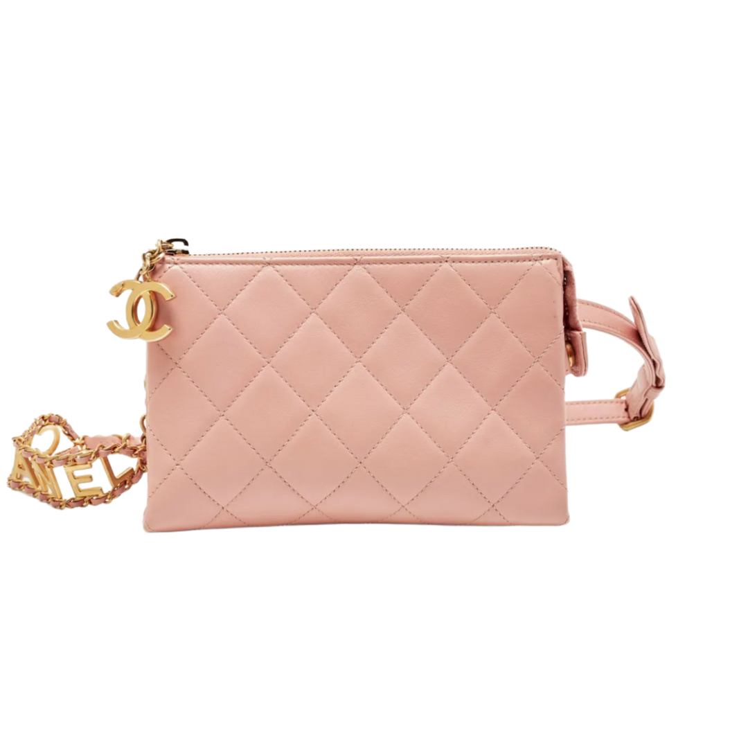 Chanel 'Pink Quilted' Logo Strap Belt Bag