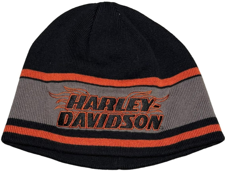 Harley Davidson 'Orange/Grey' Striped Beanie