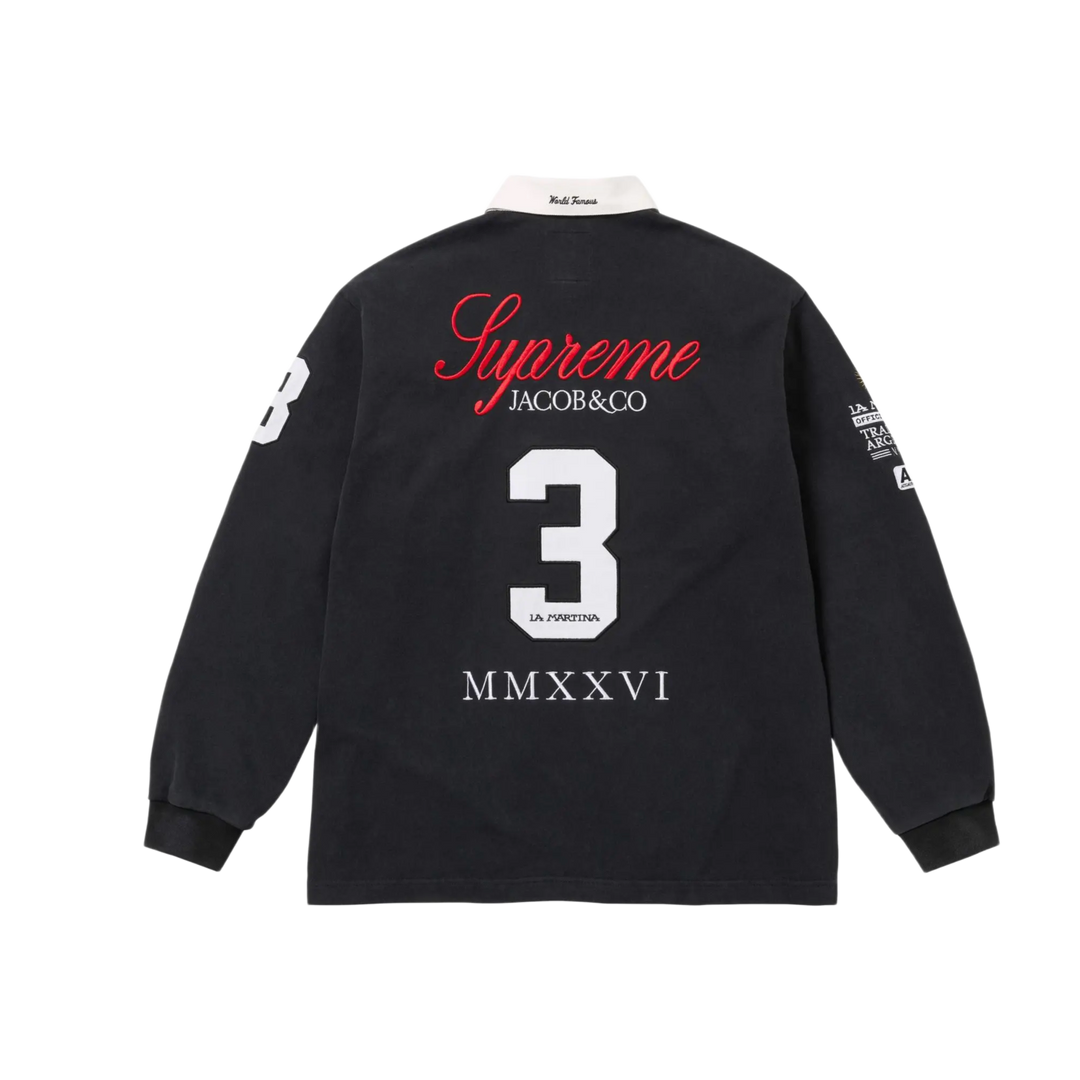 Supreme 'Black' La Martina Rugby Longsleeve Polo