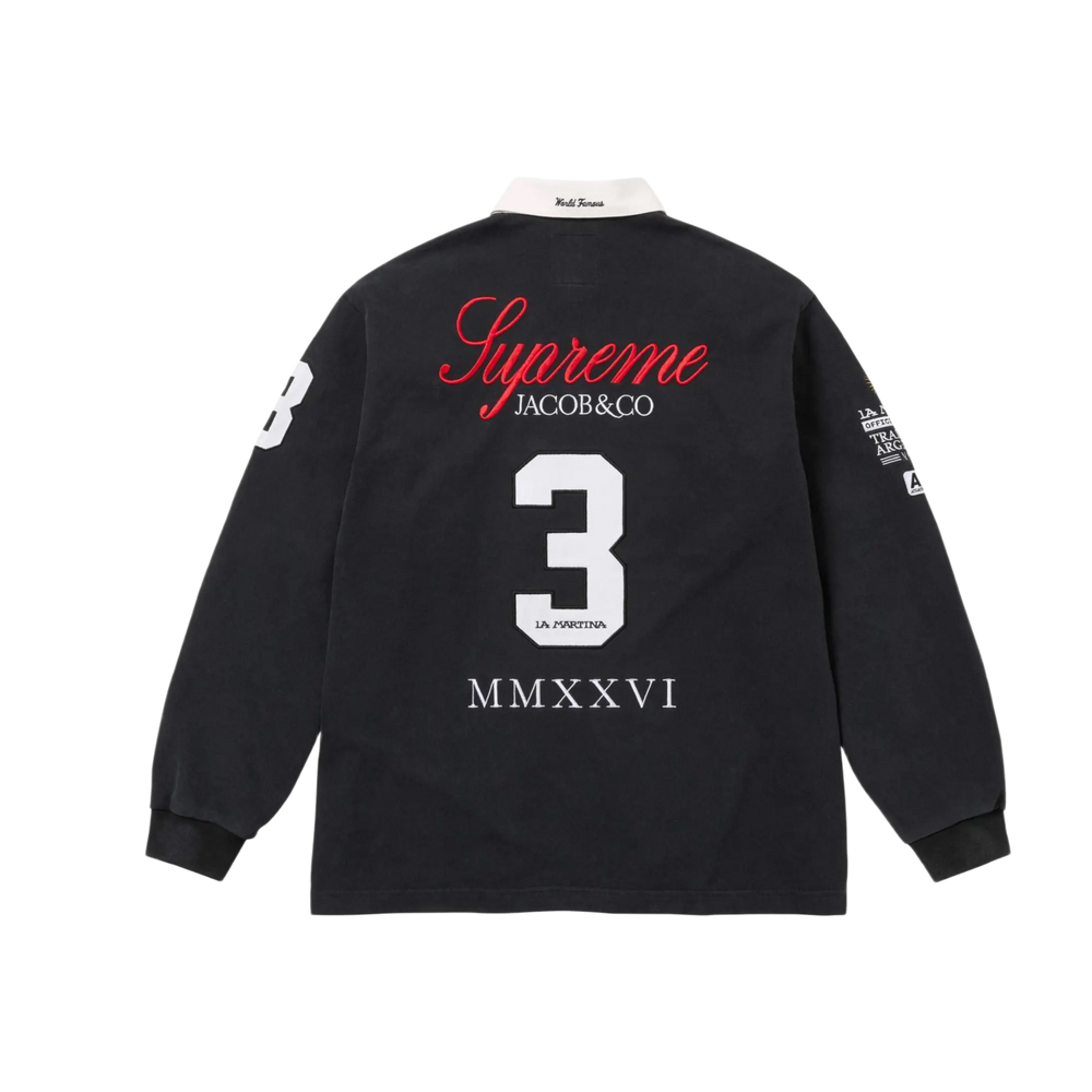 Supreme 'Black' La Martina Rugby Longsleeve Polo