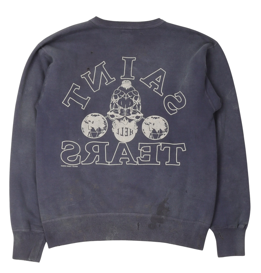 Saint MIchael x Denim Tears 'Navy' Distressed Crewneck