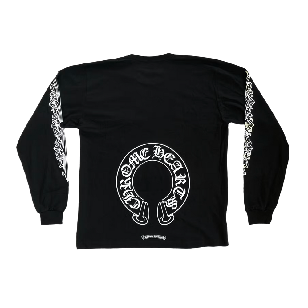 Chrome Hearts 'Black' Floral Horseshoe Longsleeve Tee