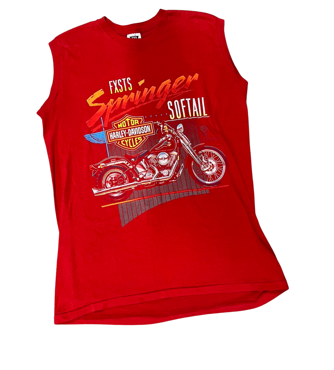 Harley Davidson 'Springer' Red Cutoff Tee