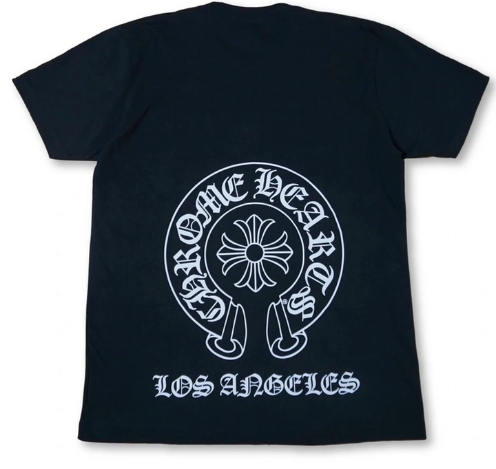 Chrome Hearts Los Angeles Black Horse Shoe Logo Shortsleeve Tee