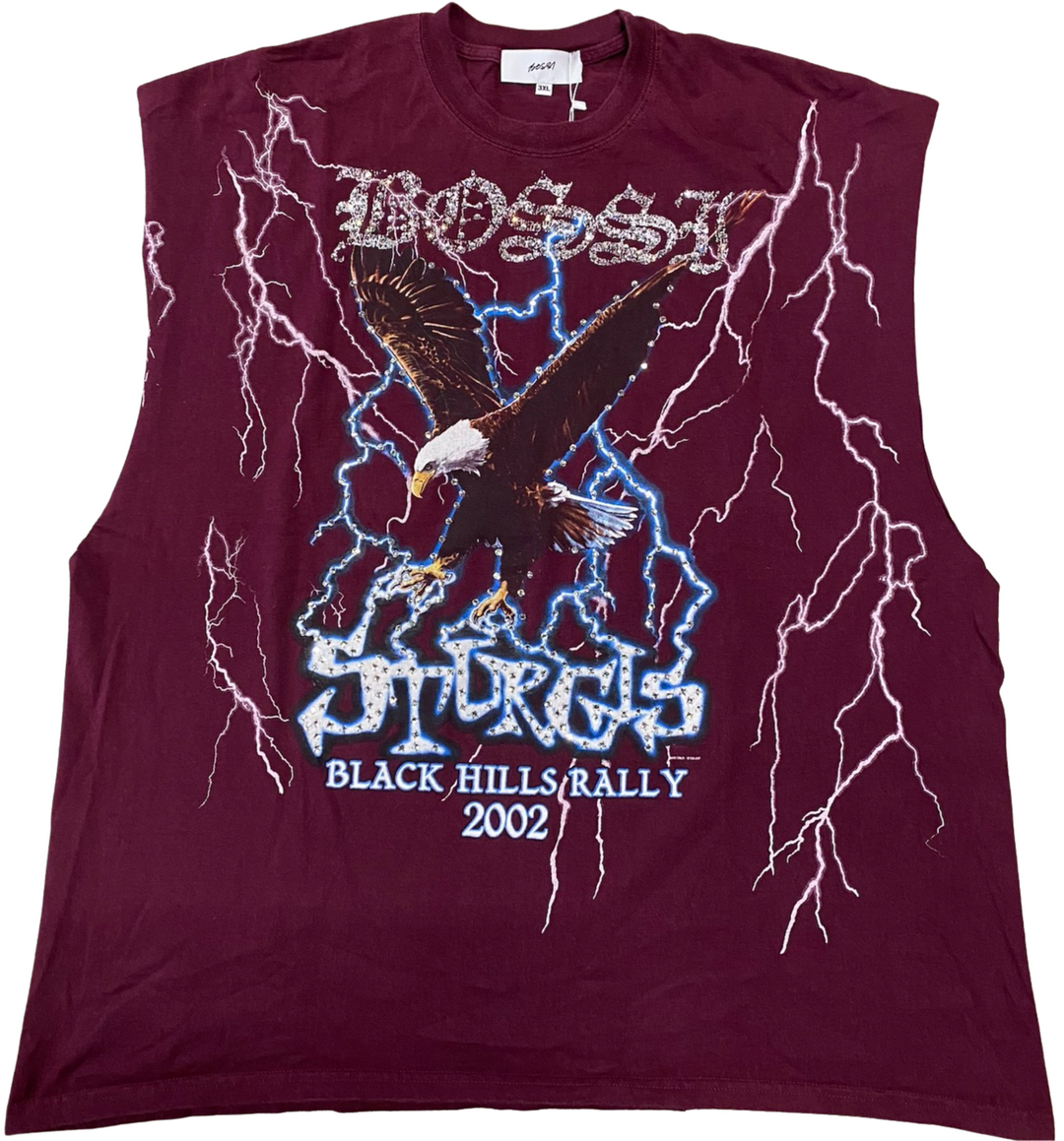 Bossi 'Black hills Rally' Rhinestone Cutoff Tee