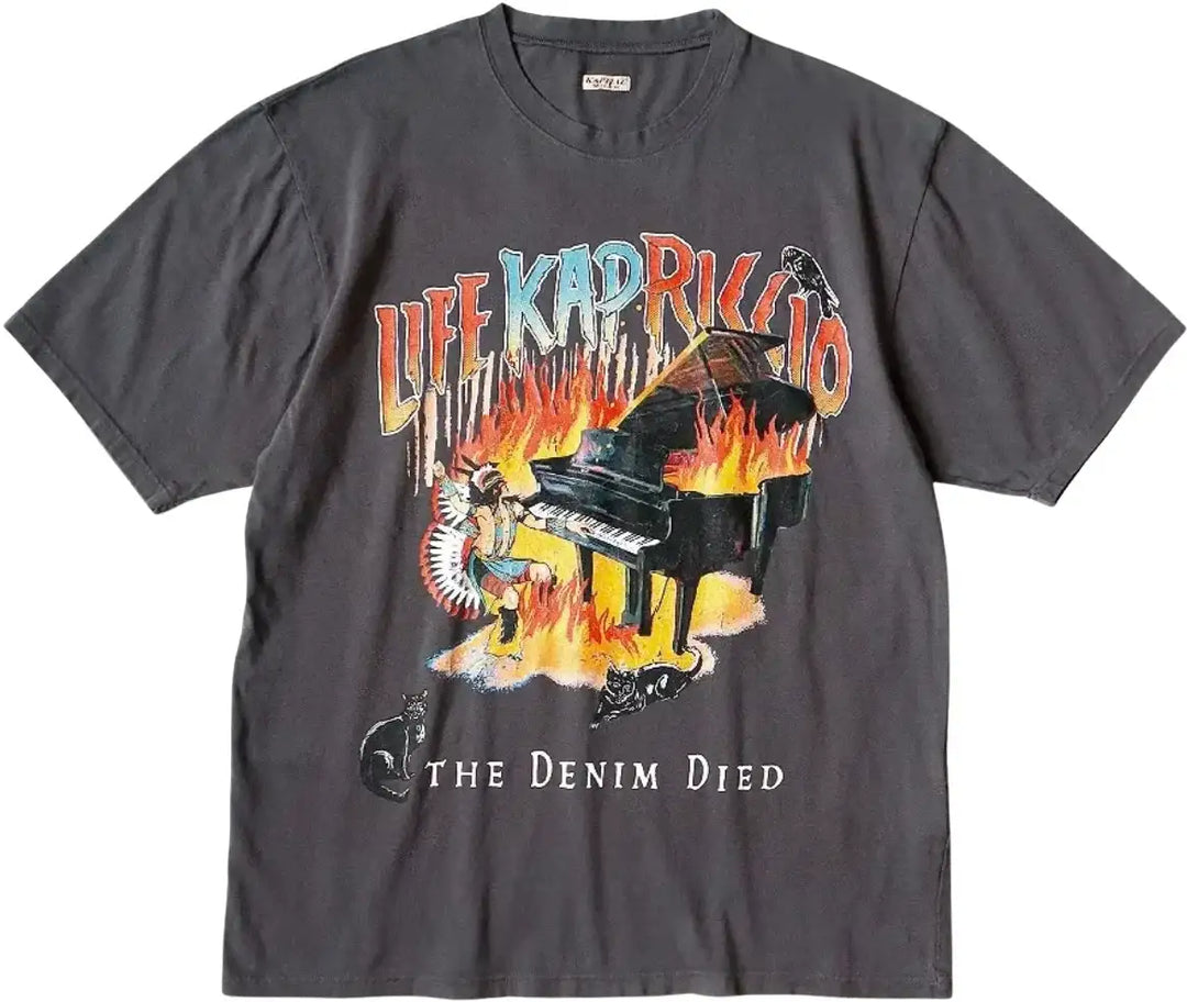 国内外ラッパーに超人気! KAPITAL Burning Piano 天竺Tシャツ Kapital '20 Tenjiku Crew Burning Piano' Tee – Showroom LA