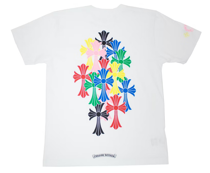 Chrome Hearts 'Multi Color Cross' Cemetery Pocket White Tee