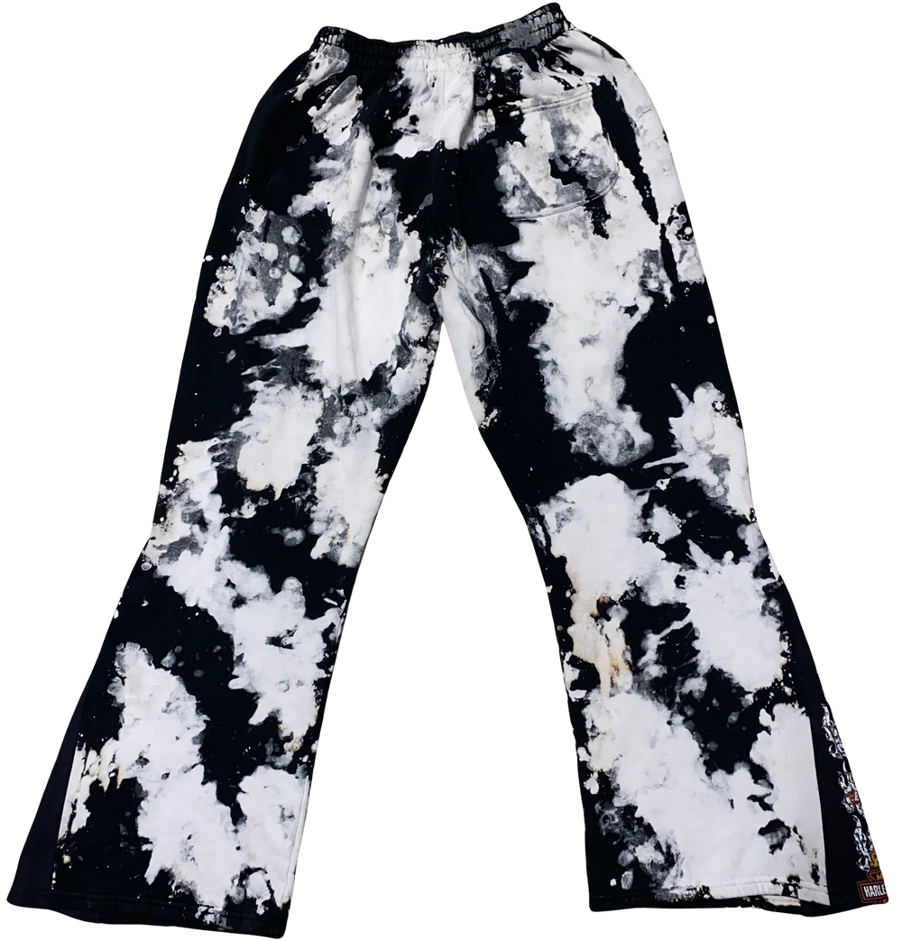 Bossi 'Harley Davidson Flame' Black / White Tie-Dye Sweatpants