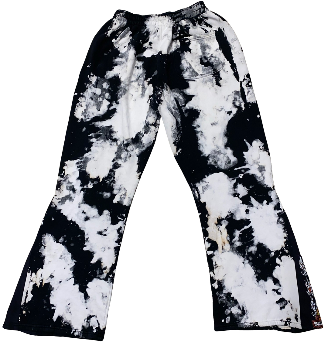 Bossi 'Harley Davidson Flame' Black / White Tie-Dye Sweatpants