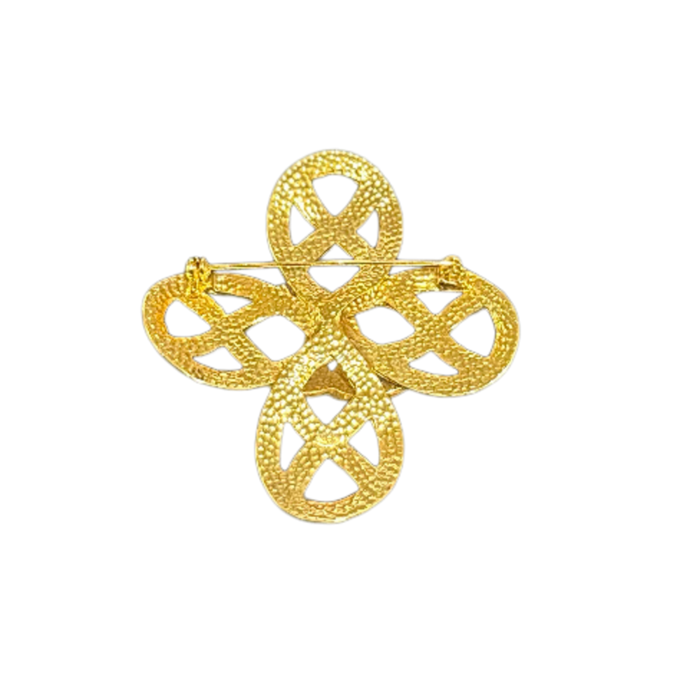 Chanel 'Gold-Tone' Interlocking CC Logo 4 Petal Broach