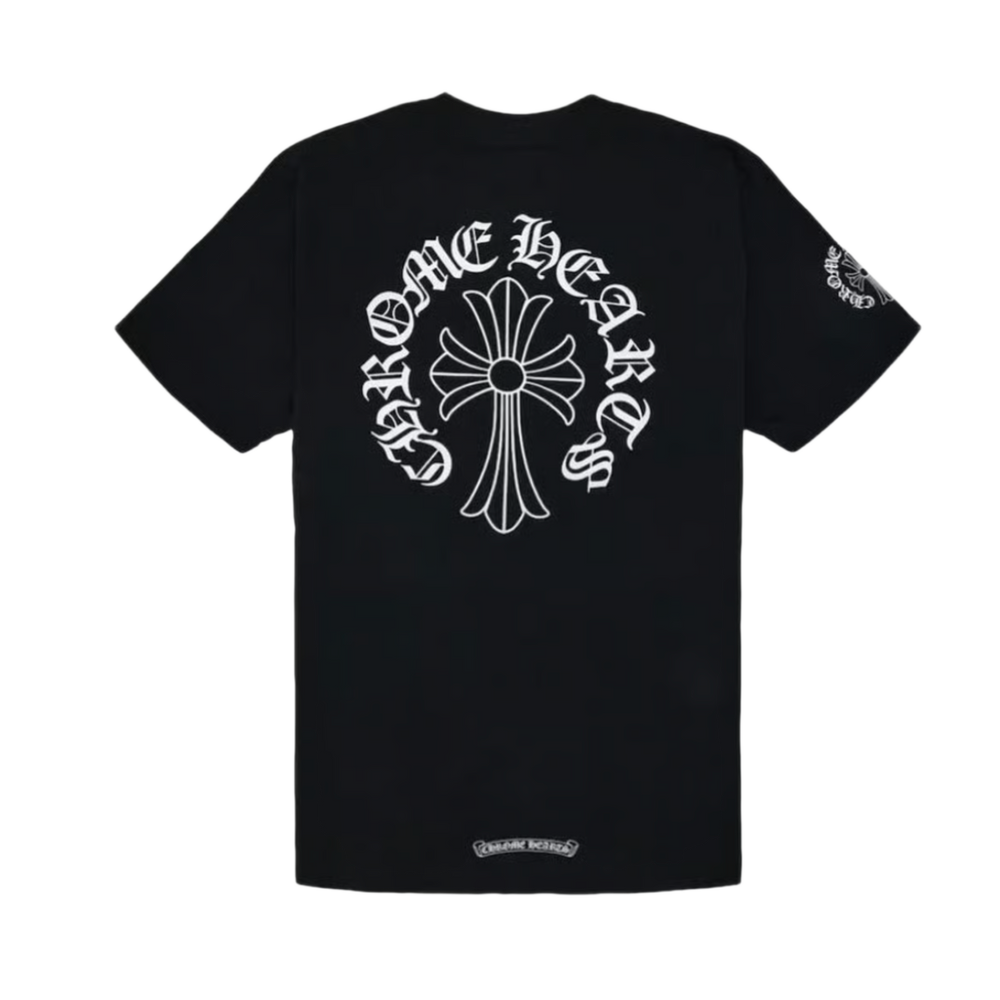 Chrome Hearts 'Black' Script Collar With Cross Pocket Tee