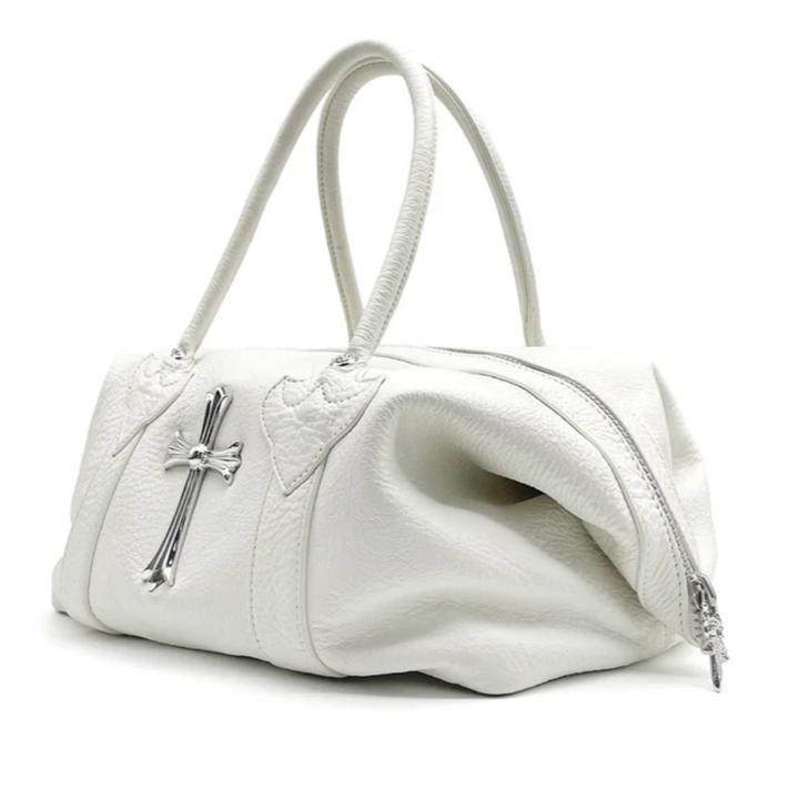 Chrome Hearts White Leather Mini Monica Bag