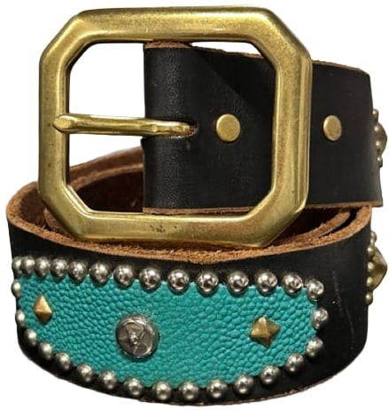 Studded 'Turquoise Leather Diamond' Belt