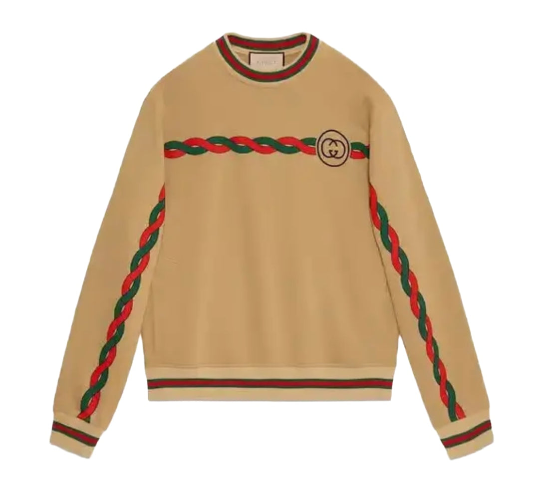 Gucci 'Interlock Logo' Tan Crewneck