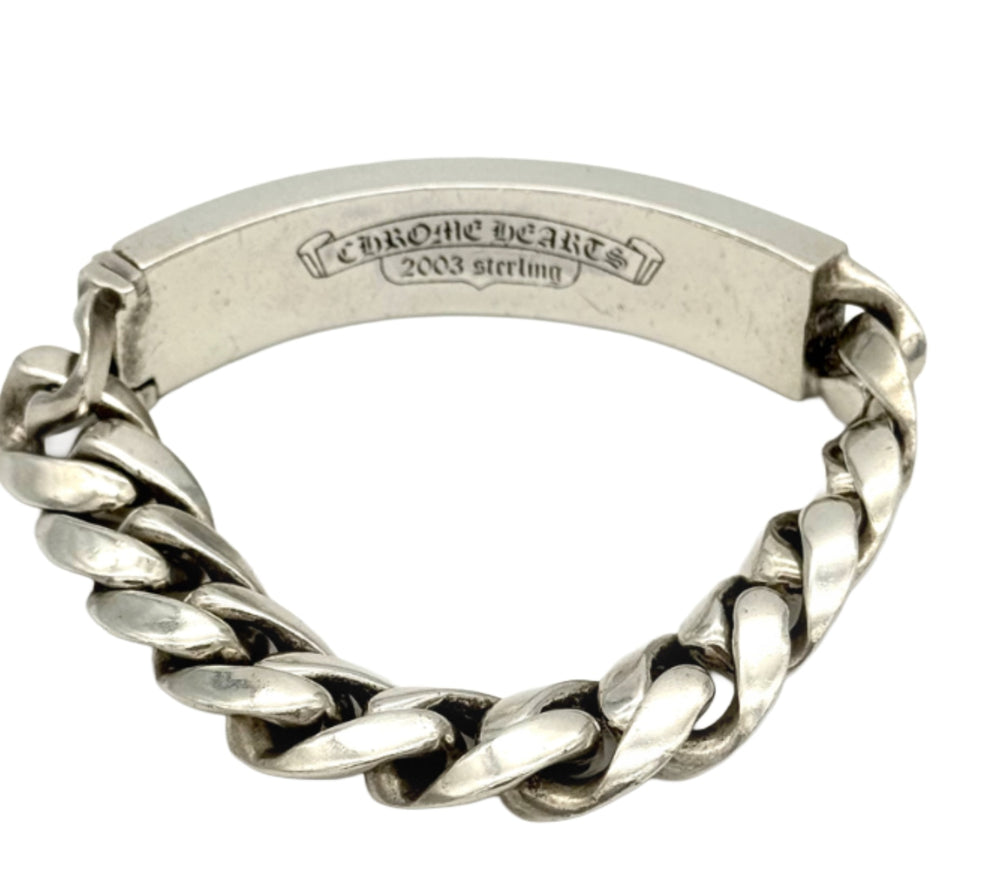 Chrome Hearts 'Fuck You' Silver Cuban Link ID Bracelet