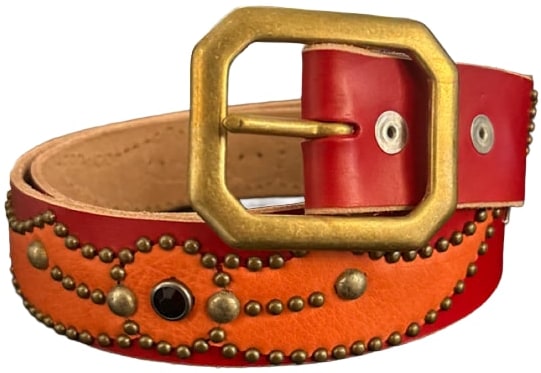 Studded 'Black Gem Orange Wing' Red Belt