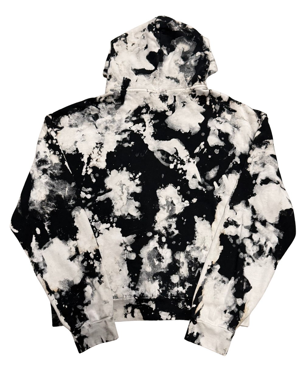 Bossi 'Tie-Dye' Black/White/Orange/Yellow Rhinestone Zip Up Hoodie