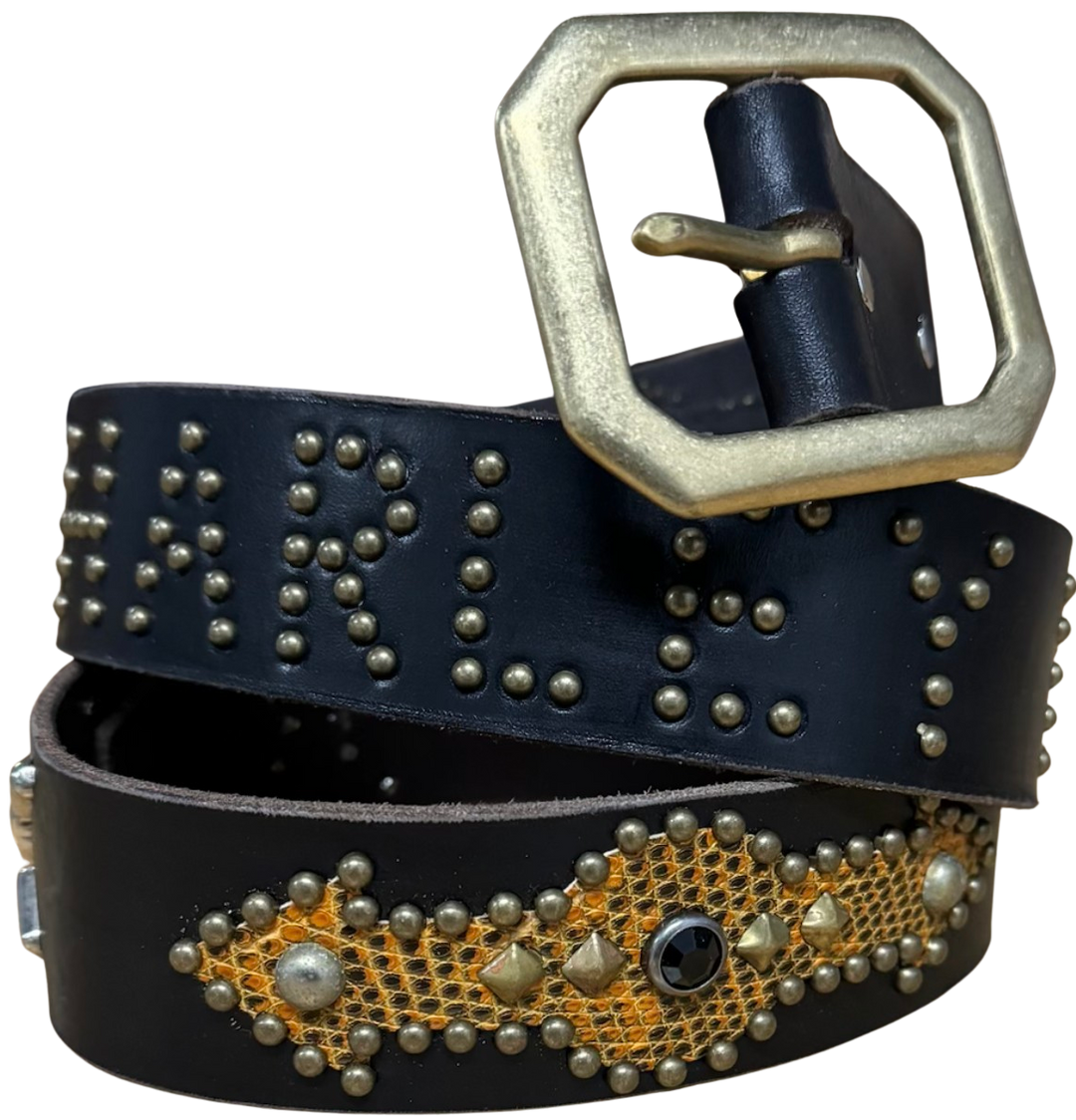 Studded 'Yellow Snake' Harley Davidson Belt