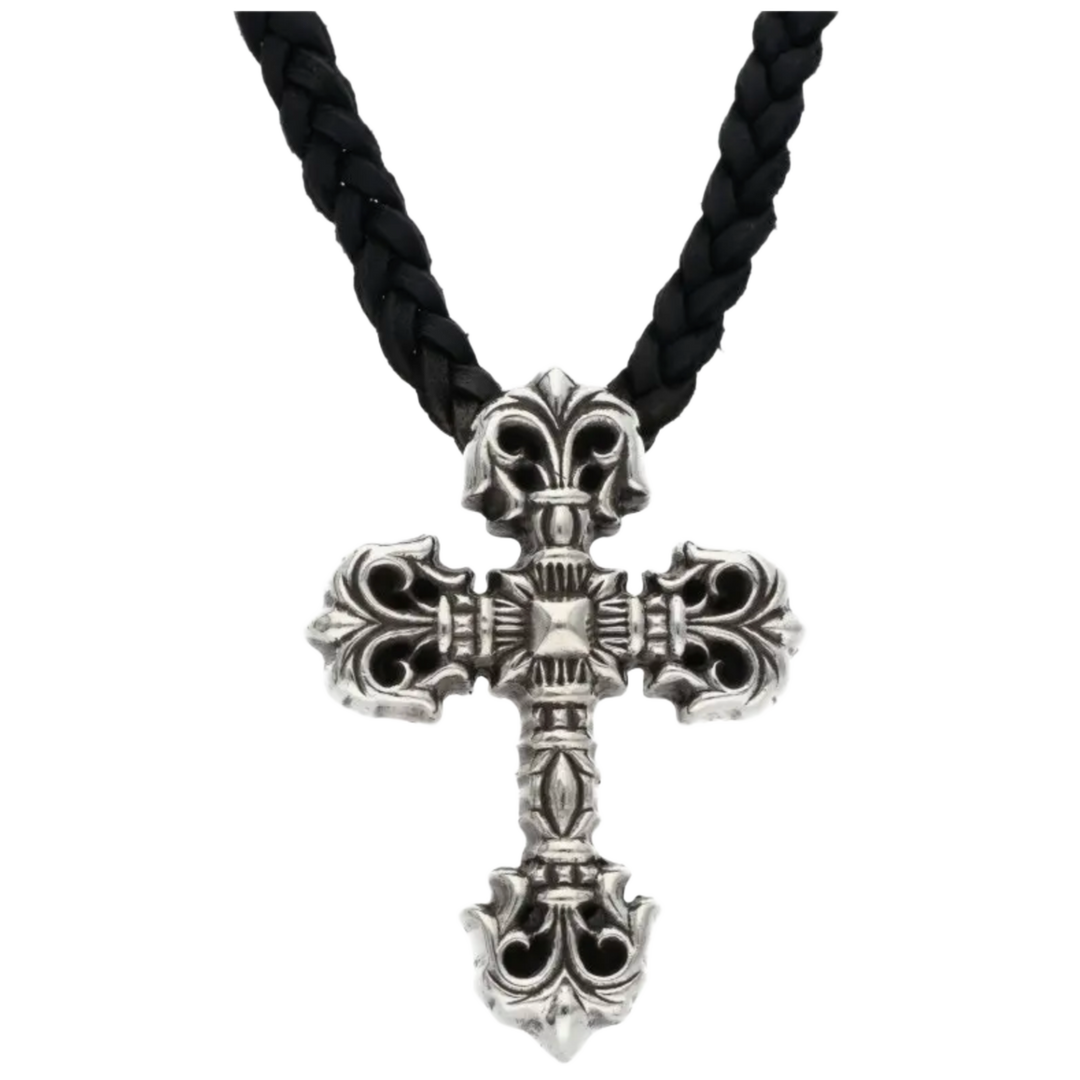 Chrome Hearts 'Filigree Cross' Woven Lace Necklace