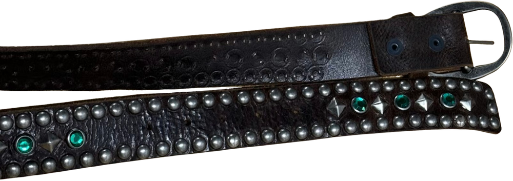 Studded 'Green Gem' Brown Belt