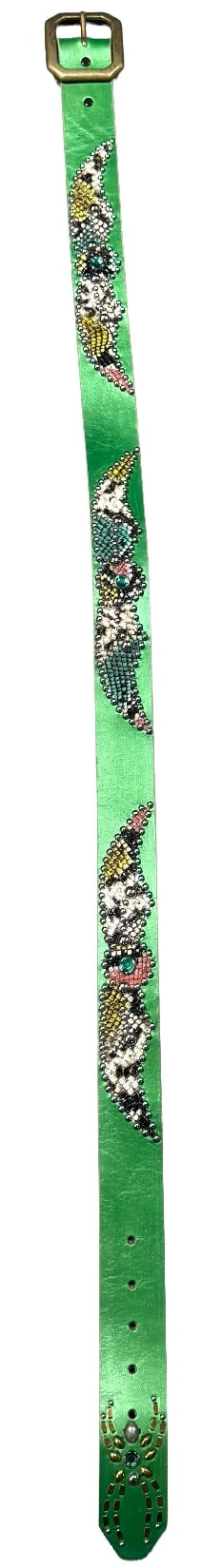 Studded 'Multicolor Snakeskin/Green Gem' Green Belt