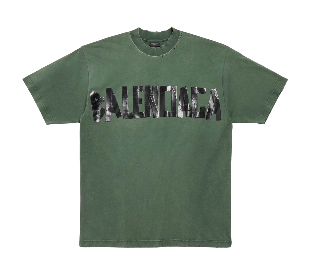 Balenciaga 'Tape Logo' Green Tee