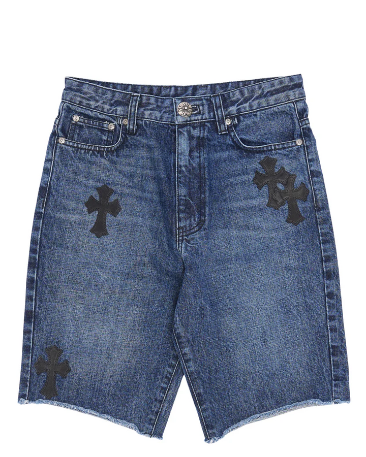 Chrome Hearts '7 Cross Patch' Blue Jean Shorts