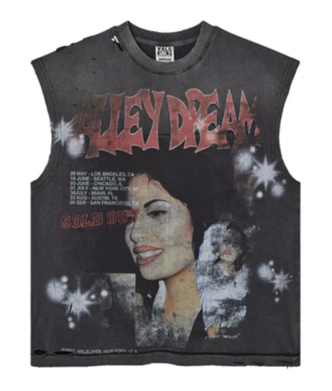 Vale 'La Flor' Black Cut Off Tee