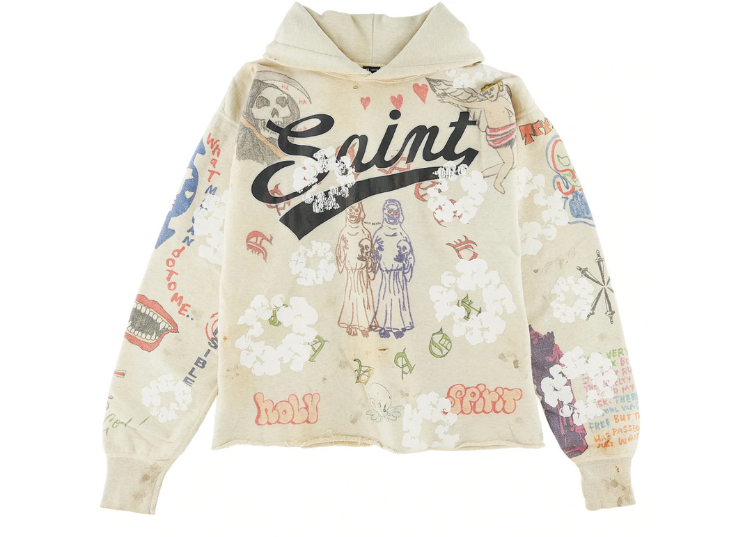 Saint Michael x Denim Tears Graffiti Hoodie Grey