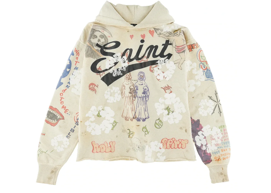 Saint Michael x Denim Tears Graffiti Hoodie Grey