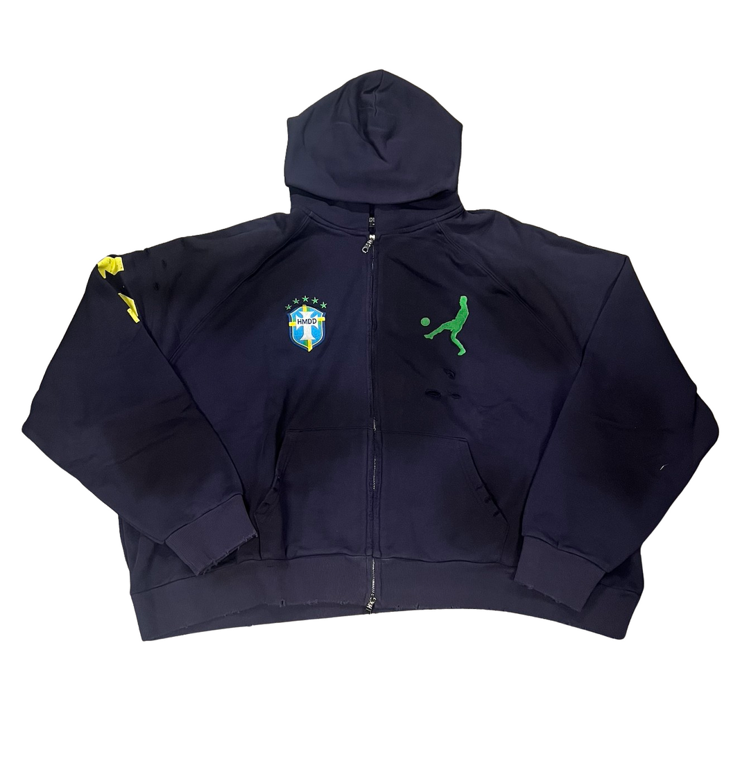 HAPPY MEMORIES DON'T DIE HMDD 'Navy Brazil' Zip-Up Hoodie