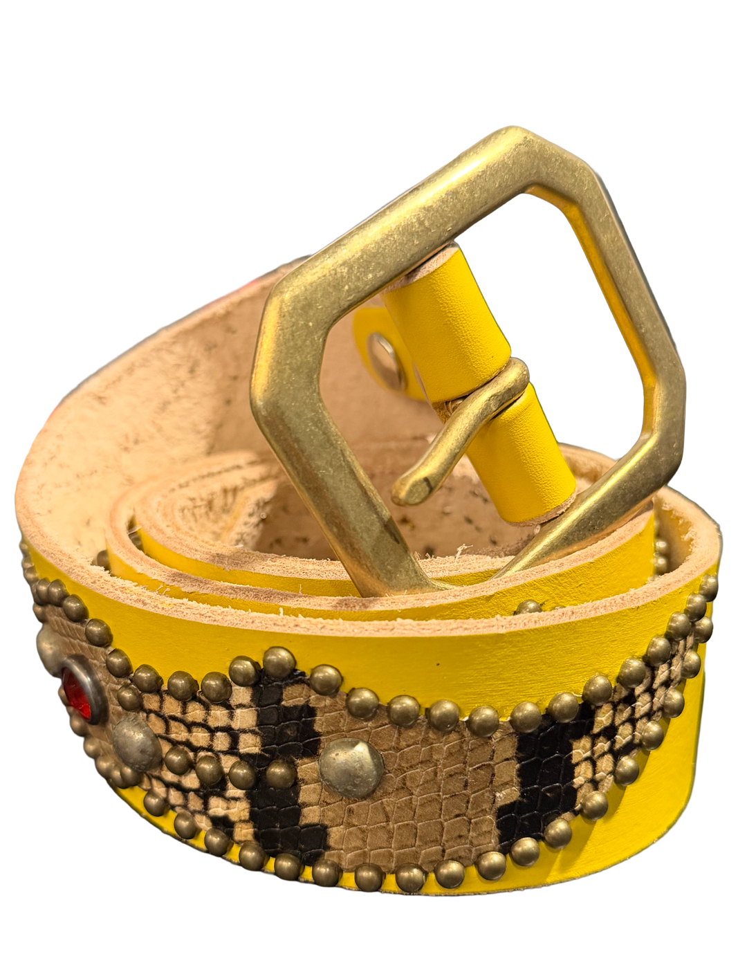 Studded 'Snakeskin/Spider Gem' Yellow Belt