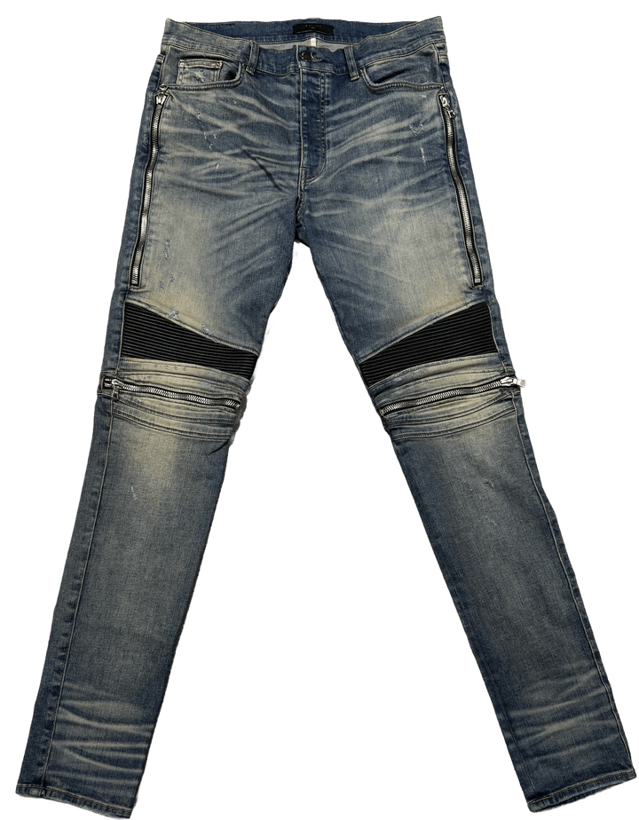 Amiri MX2 Biker Jeans 'Clay Indigo' Ribbed Zipper Jeans