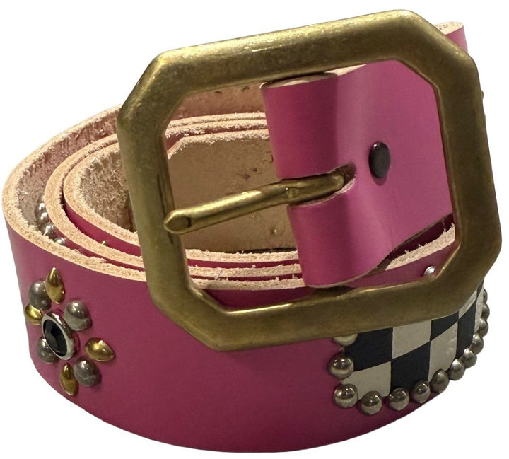 Studded 'Checkered/Sun Gem' Pink Belt