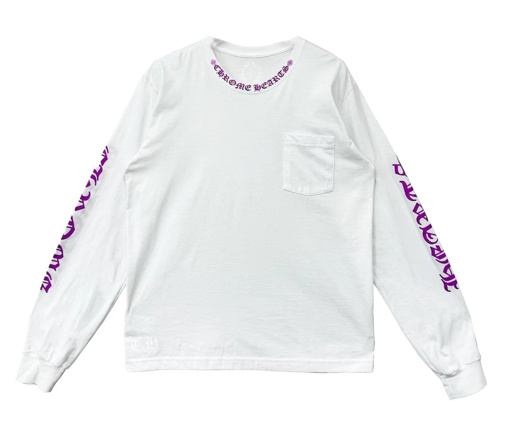 Chrome Hearts 'Collar Logo' White/Purple Longsleeve Tee