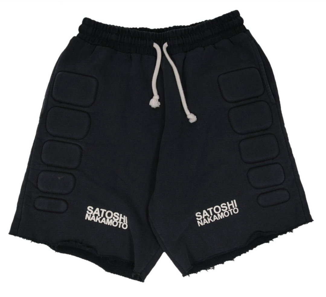 Satoshi Nakamoto 'Moto' Black Padded Shorts