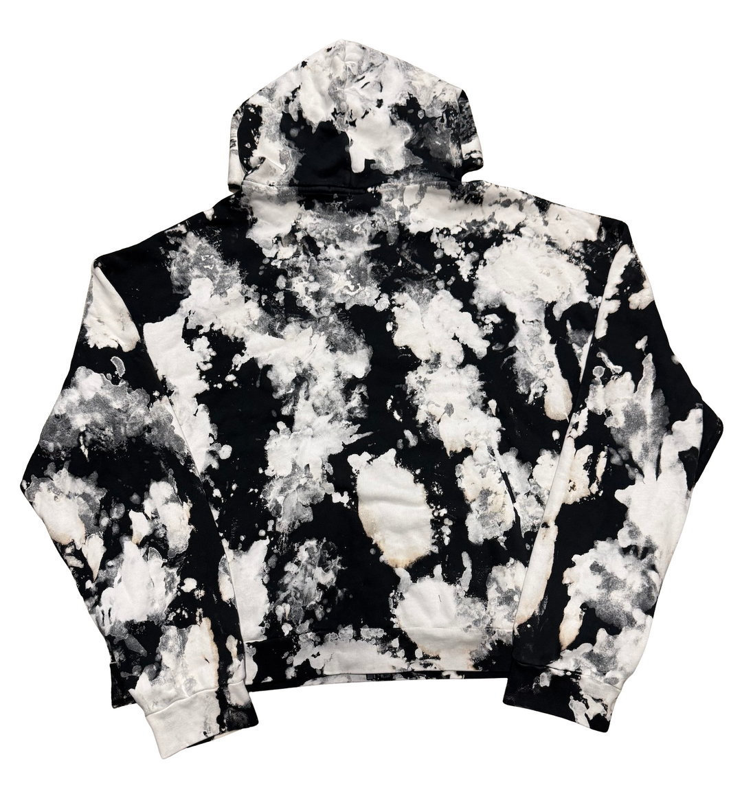 Bossi 'Tie-Dye' Black/White/Green Rhinestone Zip Up Hoodie
