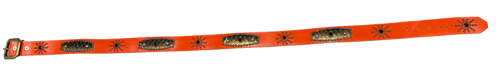 Studded 'Brown Gradient Snakeskin Sun Gem' Orange Belt