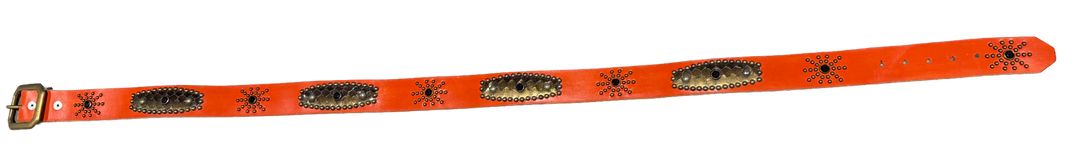 Studded 'Brown Gradient Snakeskin Sun Gem' Orange Belt