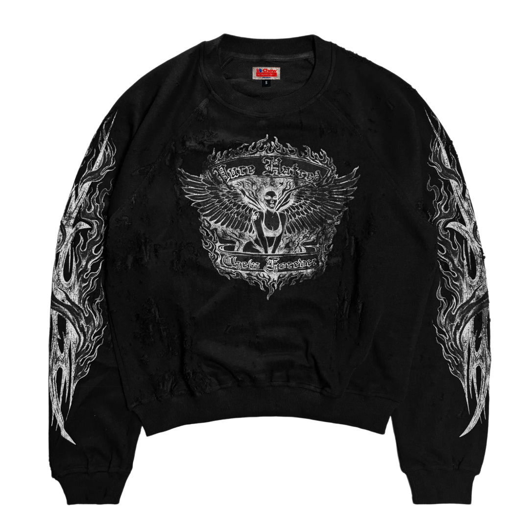 Chew Forever 'Earth Angel' Black Crewneck