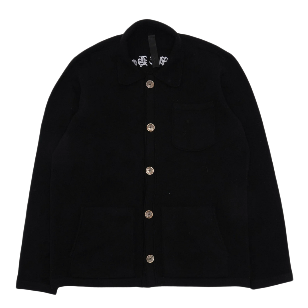 Chrome Hearts 'Hollywood Cross Patch' Black Blend Knit Button Up Cardigan