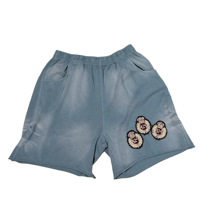 424 'Crest Academy' Washed Blue Sweat Shorts