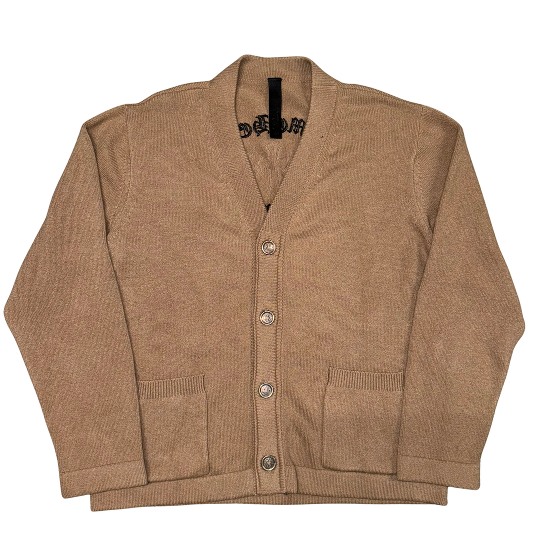 Chrome Hearts 'Triple Cross' Brown Cashmere Cardigan Sweater