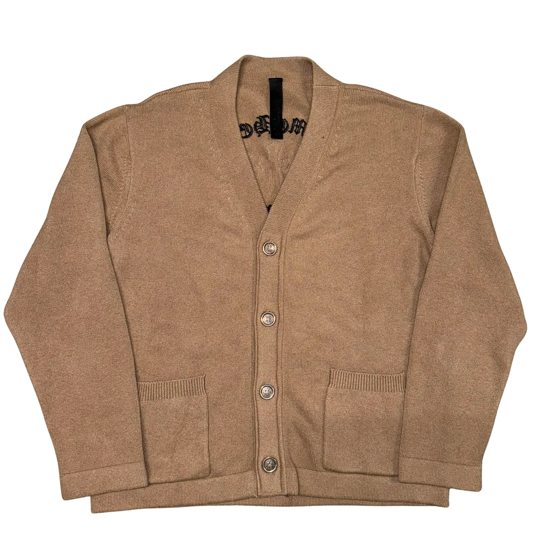 g*d様 Chrome Hearts Cashmere Cardigan ジャケ Chrome Hearts 'Triple Cross' Brown Cashmere Cardigan Sweater
