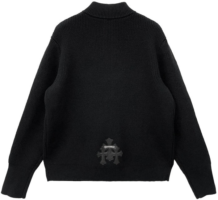 Chrome Hearts 'Black' Triple Cross Patch Scroll Cashmere Quarter Zip