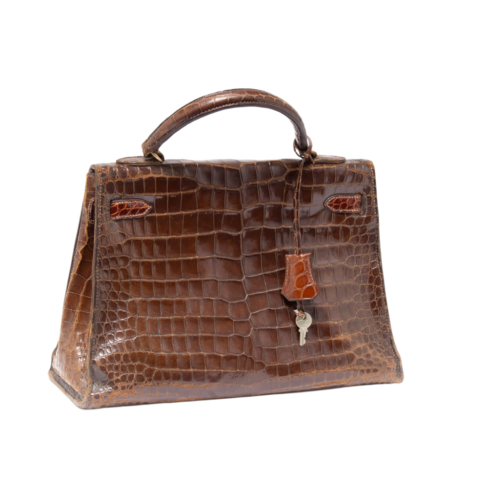 Hérmés Vintage 'Shiny Porosus Crocodile' Kelly 32 1940 Bag