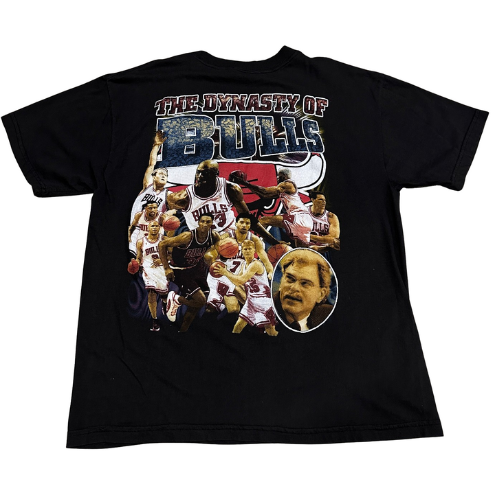 Chicago Bulls 'Double 3 Peat' Vintage Black 90s Tee