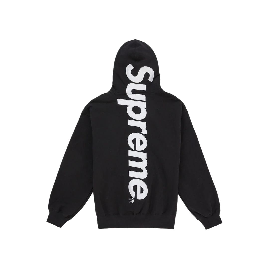 Supreme Satin Applique Hooded Sweatshirt (SS26) Black