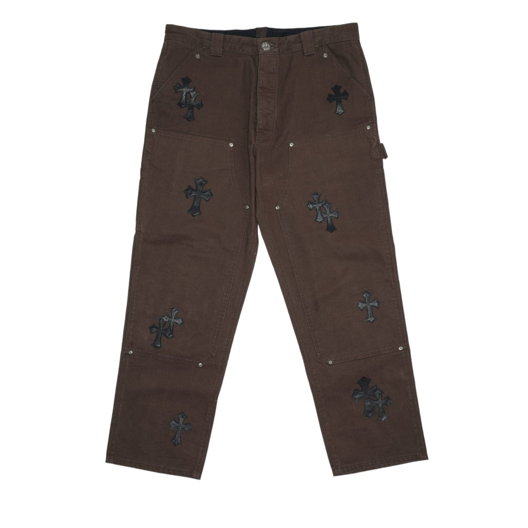 Chrome Hearts 'Black Cross Patches' Brown Double Knee Carpenter Pants