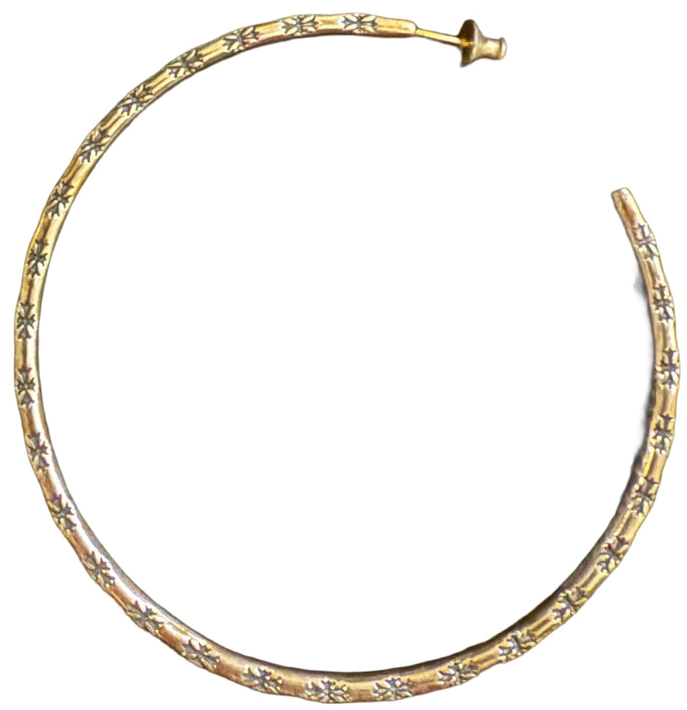 Chrome Hearts 'Cross' Silver Hoop Earring